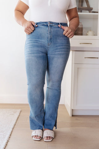 RISEN Jody Slim Flare Side Slit Jeans-[option4]-[option5]-[option6]-[option7]-[option8]-Womens-Clothing-Shop