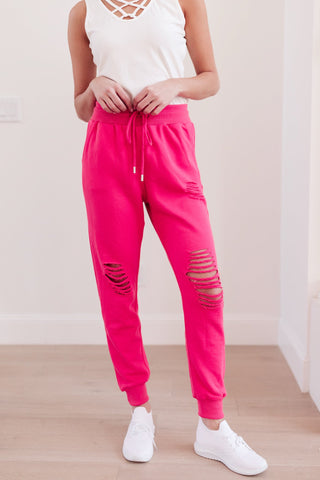 Kick Back Distressed Joggers Hot Pink-[option4]-[option5]-[option6]-[option7]-[option8]-Womens-Clothing-Shop