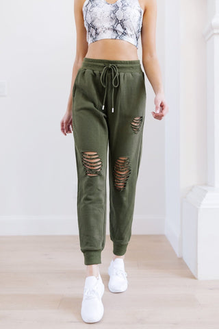 Kick Back Distressed Joggers In Olive-[option4]-[option5]-[option6]-[option7]-[option8]-Womens-Clothing-Shop