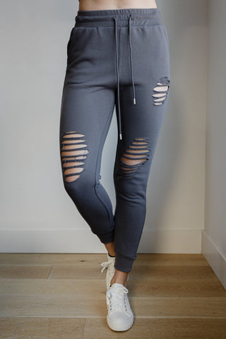 Kick Back Distressed Joggers in Heather Charcoal-[option4]-[option5]-[option6]-[option7]-[option8]-Womens-Clothing-Shop