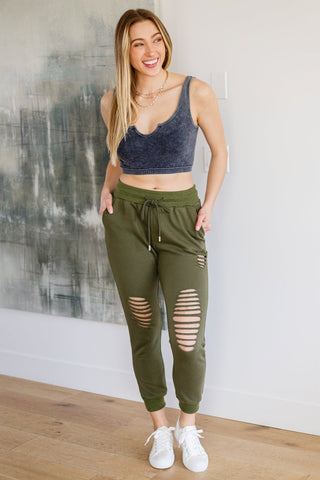 Kick Back Distressed Joggers in Olive-[option4]-[option5]-[option6]-[option7]-[option8]-Womens-Clothing-Shop