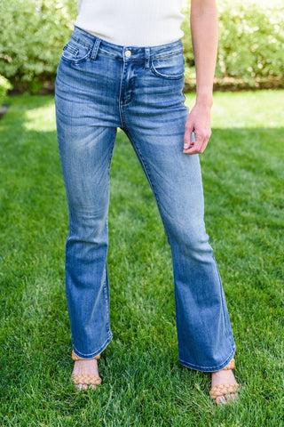 La Mode Contrast Trouser Flare Jeans-[option4]-[option5]-[option6]-[option7]-[option8]-Womens-Clothing-Shop