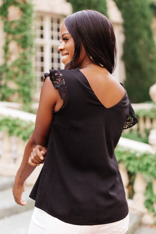 Lace Cap Sleeve Top in Black-[option4]-[option5]-[option6]-[option7]-[option8]-Womens-Clothing-Shop