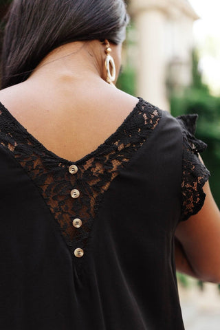 Lace Cap Sleeve Top in Black-[option4]-[option5]-[option6]-[option7]-[option8]-Womens-Clothing-Shop