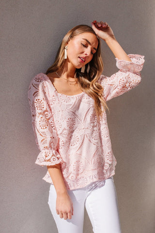 Lace Surprise Blouse In Pink-[option4]-[option5]-[option6]-[option7]-[option8]-Womens-Clothing-Shop