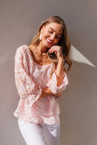 Lace Surprise Blouse In Pink-[option4]-[option5]-[option6]-[option7]-[option8]-Womens-Clothing-Shop
