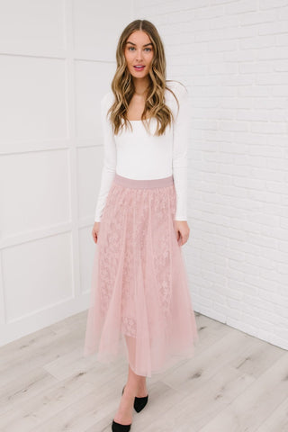 Layered In Lace Skirt In Blush-[option4]-[option5]-[option6]-[option7]-[option8]-Womens-Clothing-Shop
