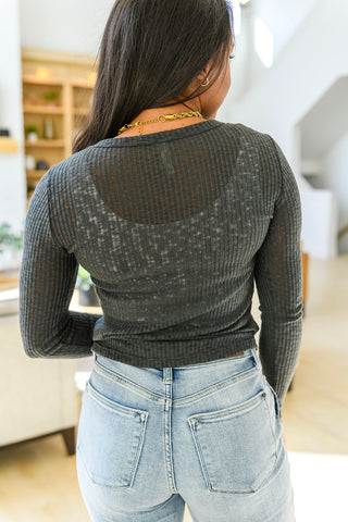 Little Talks Ribbed Long Sleeve Top in Charcoal-[option4]-[option5]-[option6]-[option7]-[option8]-Womens-Clothing-Shop