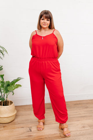 Livin' The Dream Jumpsuit in Red-[option4]-[option5]-[option6]-[option7]-[option8]-Womens-Clothing-Shop