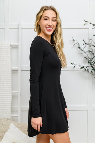 Long Sleeve Button Down Dress In Black-[option4]-[option5]-[option6]-[option7]-[option8]-Womens-Clothing-Shop