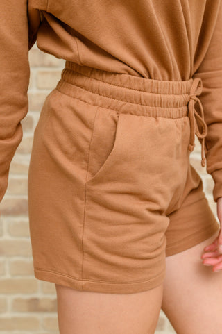 Long Sleeve Sweatshirt Top & Shorts Set In Camel-[option4]-[option5]-[option6]-[option7]-[option8]-Womens-Clothing-Shop