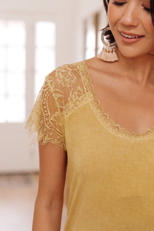 Lovely Lace Tee In Yellow-[option4]-[option5]-[option6]-[option7]-[option8]-Womens-Clothing-Shop