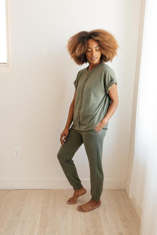 Luxurious Loungewear Top In Olive-[option4]-[option5]-[option6]-[option7]-[option8]-Womens-Clothing-Shop
