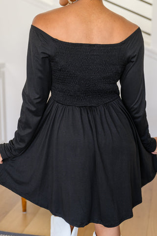 Picture Perfect Long Sleeve Skort Dress In Black-[option4]-[option5]-[option6]-[option7]-[option8]-Womens-Clothing-Shop