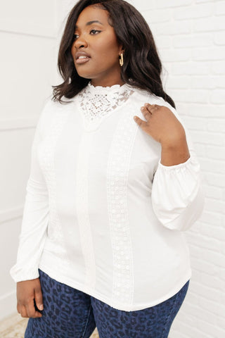 Picture This Lace Accent Top In Off White-[option4]-[option5]-[option6]-[option7]-[option8]-Womens-Clothing-Shop
