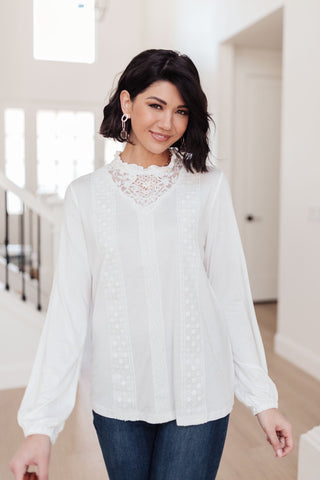 Picture This Lace Accent Top In Off White-[option4]-[option5]-[option6]-[option7]-[option8]-Womens-Clothing-Shop