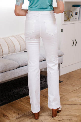 Pure White High Waist Boot Cut Jeans-[option4]-[option5]-[option6]-[option7]-[option8]-Womens-Clothing-Shop