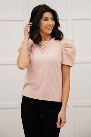 Rock On Puff Sleeve Top in Blush-[option4]-[option5]-[option6]-[option7]-[option8]-Womens-Clothing-Shop