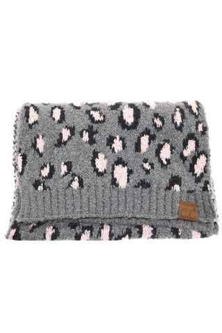Leopard Boucle Knit Scarf-[option4]-[option5]-[option6]-[option7]-[option8]-Womens-Clothing-Shop