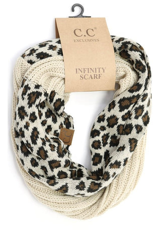 Leopard Print CC Infinity Scarf-Beige-[option4]-[option5]-[option6]-[option7]-[option8]-Womens-Clothing-Shop