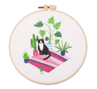 Cute Cat Embroidery Kit Pink Rug-OS-[option4]-[option5]-[option6]-[option7]-[option8]-Womens-Clothing-Shop