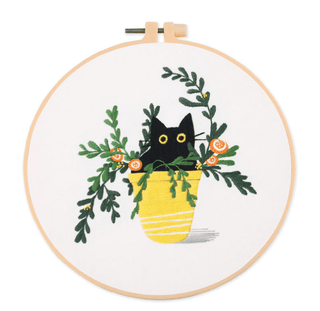 Cute Cat Embroidery Kit Yellow Pot-OS-[option4]-[option5]-[option6]-[option7]-[option8]-Womens-Clothing-Shop