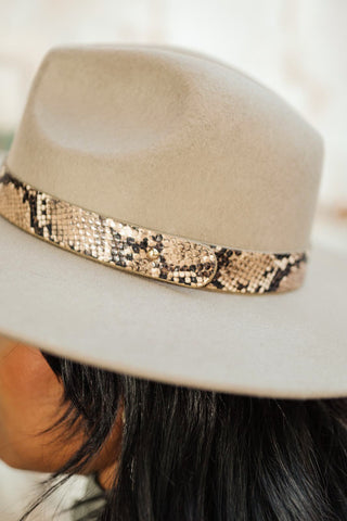 Panama Snakeskin Detail Hat-[option4]-[option5]-[option6]-[option7]-[option8]-Womens-Clothing-Shop