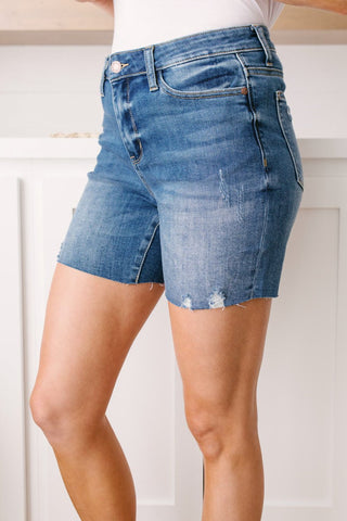 Judy Blue Straight Edge Dark Wash Shorts-[option4]-[option5]-[option6]-[option7]-[option8]-Womens-Clothing-Shop
