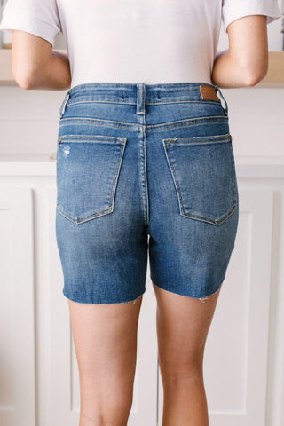 Judy Blue Straight Edge Dark Wash Shorts-[option4]-[option5]-[option6]-[option7]-[option8]-Womens-Clothing-Shop