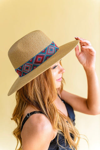 Sunny Rays Banded Accent Panama Hat-OS-[option4]-[option5]-[option6]-[option7]-[option8]-Womens-Clothing-Shop