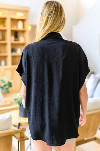 Sweet Simplicity Button Down Blouse in Black-[option4]-[option5]-[option6]-[option7]-[option8]-Womens-Clothing-Shop