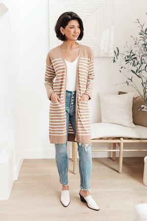 Swift Stripes Pocket Cardigan In Taupe-[option4]-[option5]-[option6]-[option7]-[option8]-Womens-Clothing-Shop