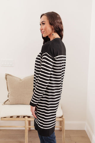 Swift Stripes Pocket Cardigan in Black & White-[option4]-[option5]-[option6]-[option7]-[option8]-Womens-Clothing-Shop