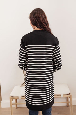 Swift Stripes Pocket Cardigan in Black & White-[option4]-[option5]-[option6]-[option7]-[option8]-Womens-Clothing-Shop