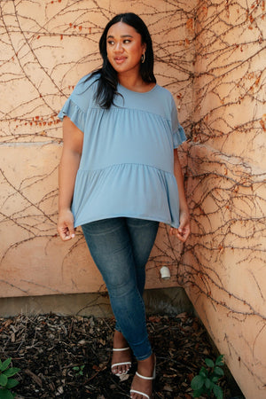 Tiered Top in Denim-[option4]-[option5]-[option6]-[option7]-[option8]-Womens-Clothing-Shop