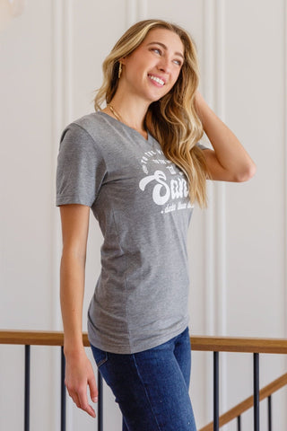 To The Window Graphic V Neck Tee In Gray-[option4]-[option5]-[option6]-[option7]-[option8]-Womens-Clothing-Shop