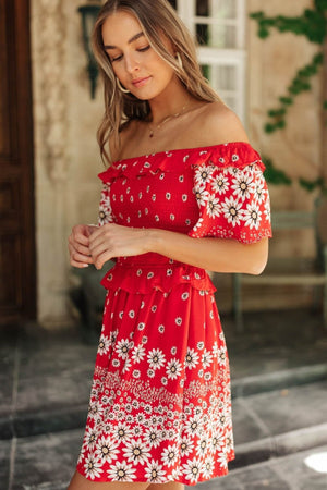 Daisy Chains Dress in Red-[option4]-[option5]-[option6]-[option7]-[option8]-Womens-Clothing-Shop
