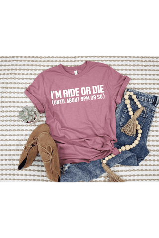 PREORDER: Ride or Die Graphic Tee in Heather Mauve-[option4]-[option5]-[option6]-[option7]-[option8]-Womens-Clothing-Shop