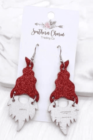 Red Glitter Gnome Earrings-[option4]-[option5]-[option6]-[option7]-[option8]-Womens-Clothing-Shop
