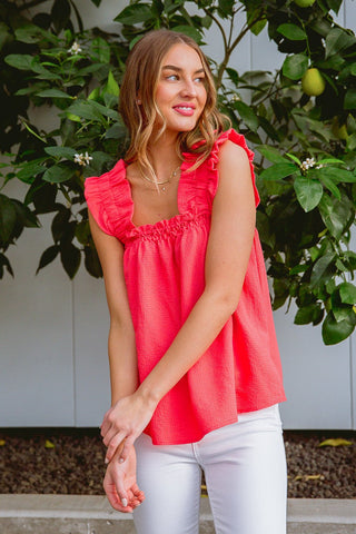 Uptown Top in Coral-[option4]-[option5]-[option6]-[option7]-[option8]-Womens-Clothing-Shop