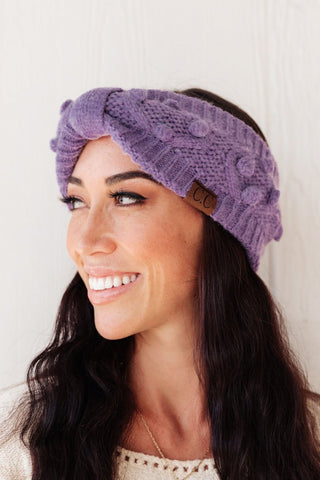 Pom Knit Head Wrap In Periwinkle-[option4]-[option5]-[option6]-[option7]-[option8]-Womens-Clothing-Shop