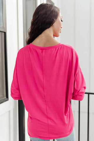 Lovely Ladder V Neck Top in Pink-[option4]-[option5]-[option6]-[option7]-[option8]-Womens-Clothing-Shop
