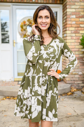 Worthwhile Moment Floral Tiered Dress In Olive-[option4]-[option5]-[option6]-[option7]-[option8]-Womens-Clothing-Shop