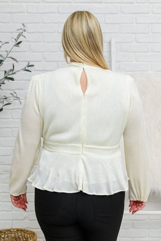 Xanidu Long Sleeve V Neck Blouse in White-[option4]-[option5]-[option6]-[option7]-[option8]-Womens-Clothing-Shop