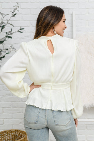 Xanidu Long Sleeve V Neck Blouse in White-[option4]-[option5]-[option6]-[option7]-[option8]-Womens-Clothing-Shop
