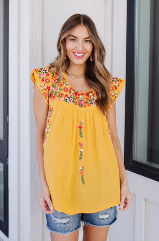 Yellow Blossoms Shirt-[option4]-[option5]-[option6]-[option7]-[option8]-Womens-Clothing-Shop