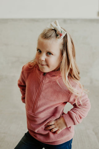 Youth Halfzip Sweatshirt- Cozy Cutie Raspberry-[option4]-[option5]-[option6]-[option7]-[option8]-Womens-Clothing-Shop