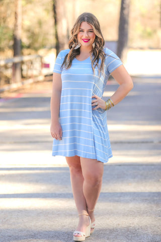 Abby Perfect V-Neck Striped Dress in Chambray-[option4]-[option5]-[option6]-[option7]-[option8]-Womens-Clothing-Shop