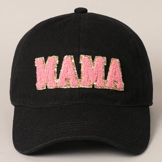 PREORDER: Mama Chenille Letter Patch Baseball Cap in Five Colors-[option4]-[option5]-[option6]-[option7]-[option8]-Womens-Clothing-Shop