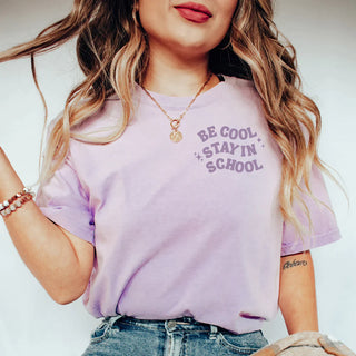 PREORDER: Be Cool Stay in School Graphic Tee in Orchid-[option4]-[option5]-[option6]-[option7]-[option8]-Womens-Clothing-Shop